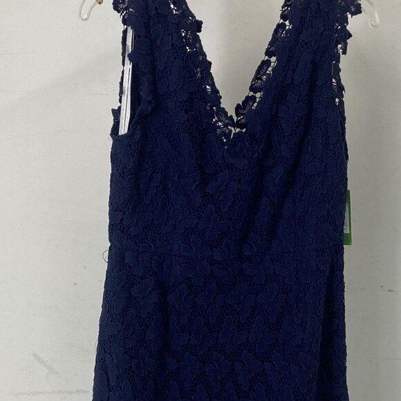 Reeve Sleeveless Papillon Navy Lace Sheath Dress - Picture 3 of 6